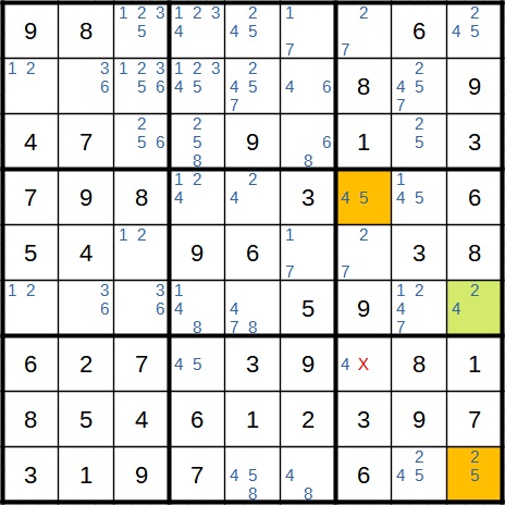 Sudoku Beispiel 1 Schritt 12 XY-Wing